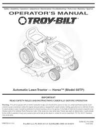 troy bilt horse 60tp operator s manual