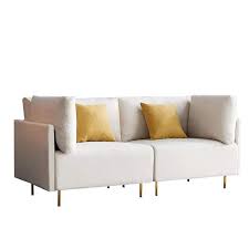 Beige Linen 2 Seats Loveseat Sofa