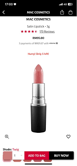 mac cosmetics satin lipstick twig