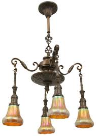 Creating your own custom chandelier lamp shade in the exact size, shape and color you desire is extremely easy! Lot Bronze Chandelier With Steuben Shades