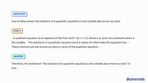 Solutions Of A Quadratic Equation
