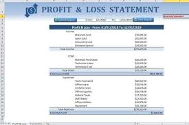 profit loss statement spreadsheet