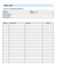 Business Price List Template Sample Documents Example Vraccelerator Co