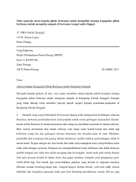 Modul penulisan upsr oleh kump hang jebat sk bandar rengam via www.slideshare.net. Surat Rasmi Aduan Tentang Kegagalan Pihak Berkuasa Untuk Mengutip Sampah