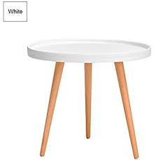 Wood Legs Round Plastic Side Table