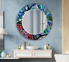 Stained Round Mirror Wall Decor