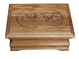 amish hardwood jewelry box with carved