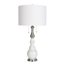Shop Lamps Per Se 30 Inch White Ceramic Pull Chain Table Lamp Overstock 28359662