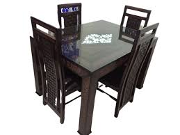 Dinning Table Set 4 Seaters Glass On