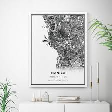 manila map canvas print city maps wall