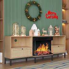 Side Glass Electric Fireplace Tv Stand