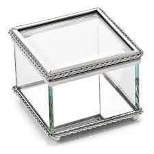 Square Hinged Cover Glass Small Jewelry