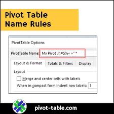 excel pivot table name rules excel