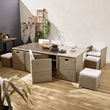 12 seater rattan cube table set