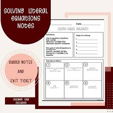 Solving Literal Equations Notes