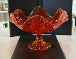 Vintage Orange Amber Art Glass Mid