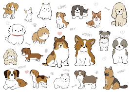 of vector cute cartoonish dogs isolated