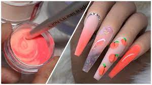 Visit here and explore the beauty of peach colored nails art designs for long and medium nails to show off nowadays. Mixing Acrylics To Create 3d Peach Nails Nail Art Tutorial Youtube
