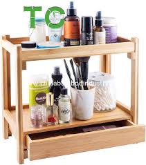 bamboo makeup organizer display stand