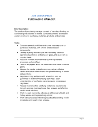 Purchasing Manager Job Description Template Word Pdf By