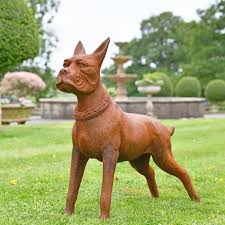 Cast Iron Boxer Dog Sculpture Black