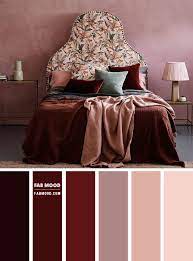 mauve and red wine color scheme for bedroom