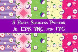Fruits Seamless Pattern Set You Will Get Ai Eps Png And Jpg File