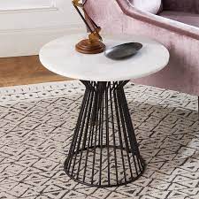 Hourglass Cage End Table Marble Top