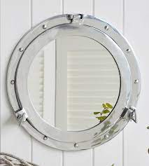 nautical silver porthole mirror from