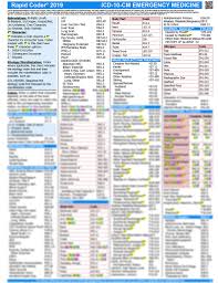 Icd 10 Codes Quick Reference Charts For Emergency Medicine