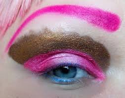 shimmery pink brown and blue makeup