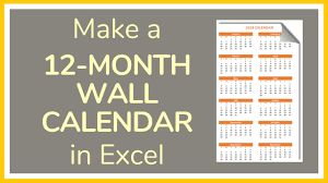 Australia edition with australian public holidays. How To Make A 12 Month Wall Calendar In Excel Tutorial Youtube