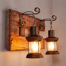2 Light Country Wooden Base Wall Sconce