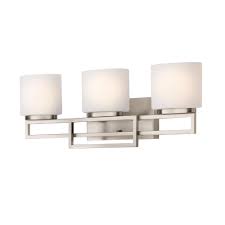 Home Decorators Collection Tustna 3 Light Brushed Nickel Bathroom Vanity Light With Opal Glass Shades 20366 001 The Home Depot