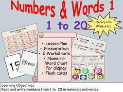 Numbers Number Words 1 Presentation Lesson Plan Worksheets And Literacy Link Activity