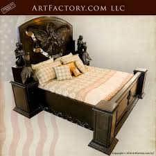 gothic hand carved bed mythical angel