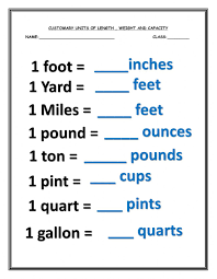 customary units of measurement worksheet