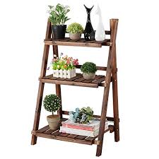 3 Tier Folding Wooden Plant Stand Real