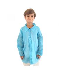 non woven disposable lab coat blue kids