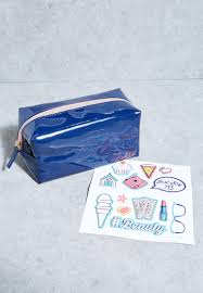 navy sticker me beauty bag for
