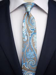 Brown Light Blue Skinny Tie