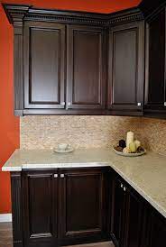 dark stained maple kitchen cabinets