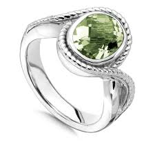 sterling silver and green amethyst ring