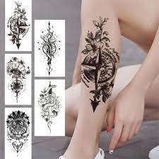 Tatuajes temporales de brújula 3D para mujeres y hombres, tatuajes  temporales de flor, espada falsa para adultos, serpiente, Tigre, pegatina  de tatuaje, árbol de la vida, pierna negra, papel|Tatuajes temporales| -  AliExpress
