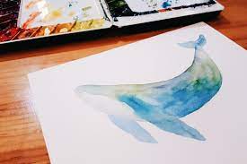 CLASS101+ | 美しい夢のような水彩画 : 鯨、 夜空、海