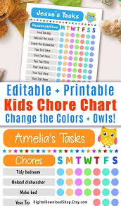 Kids Chore Chart Printable Editable Chore Chart For Kids