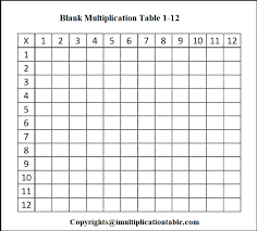 free printable blank multiplication chart
