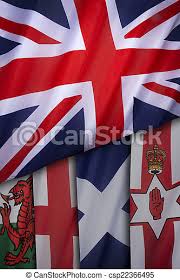Gran bretaña es el nombre geográfico, no político, de la isla formada por inglaterra, escocia y gales. Banderas Del Reino Unido De Gran Bretana La Bandera Sindical Y Banderas De Inglaterra Escocia Gales Y Irlanda Del Norte Canstock