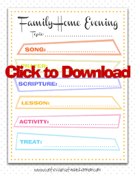 Family Home Evening Chart Printable Family Home Evening