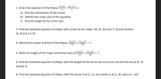 1 Given The Equation Of The Ellipse